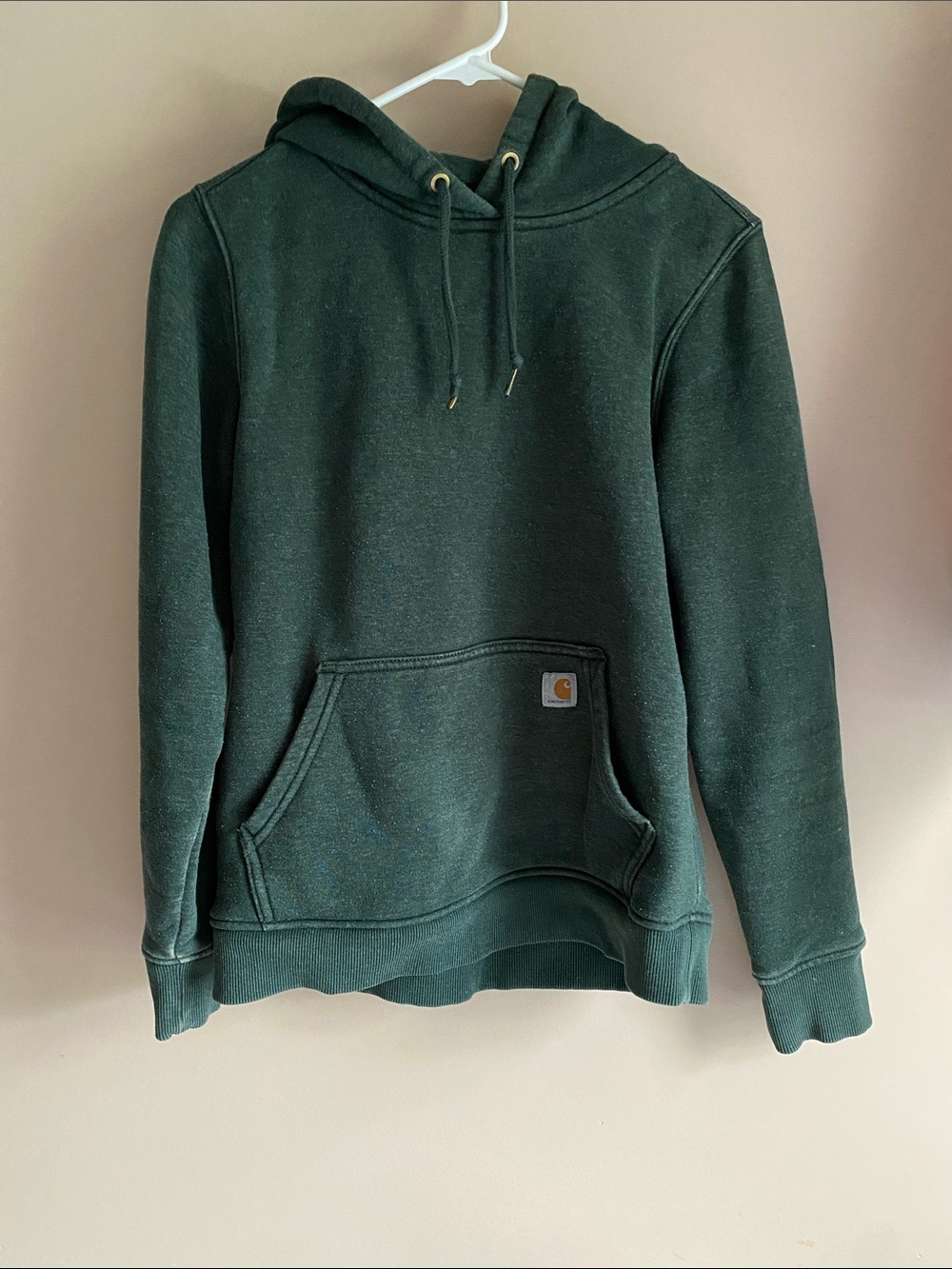 Carhartt Olive Green Hooded Sweatshirt with Gold Logo